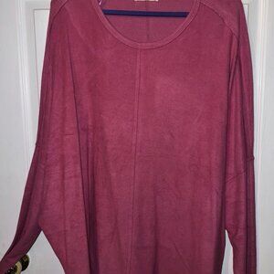 New In - French Terry Dolman Sweater - Wine - 1x - NWOT